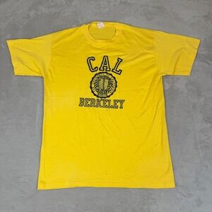Vintage 70s University Of California Berkeley Shirt‎ Mens L Yellow Preowned